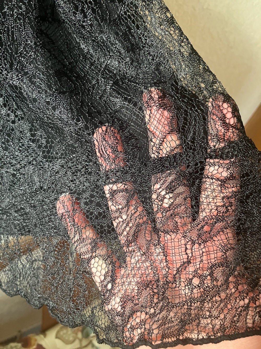 Black Lace Ruffle Button-Front Blouse - Picture 11 of 17